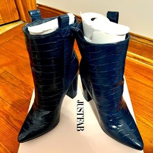Blue croc ankle boots